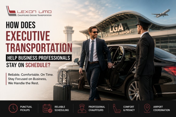 Executive airport transportation at sunrise